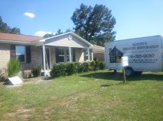 disaster restoration trailer in front of house blount's complete home services fire water restoration termite pest control augusta ga